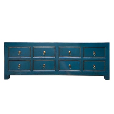 Distressed Teal Blue 8 Drawers Low TV Stand Table | Golden Lotus Antiques -  San Mateo, CA | ATTIC