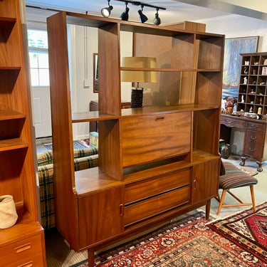 Midcentury Modern Walnut Freestanding Wall Unit or Room Divider