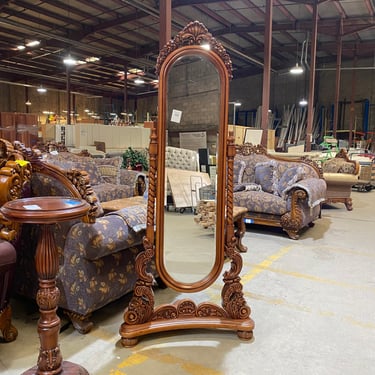 Ornately Wooden Carved Standing Mirror