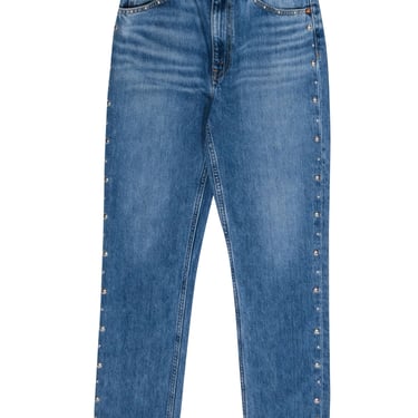 RE/DONE - Medium Wash Studded Trim Straight Leg Jeans Sz 2