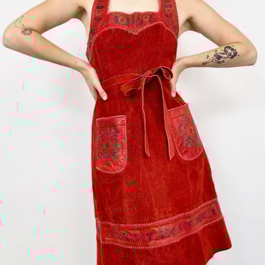 Ruby Suede Char Hand Painted Halter Dress