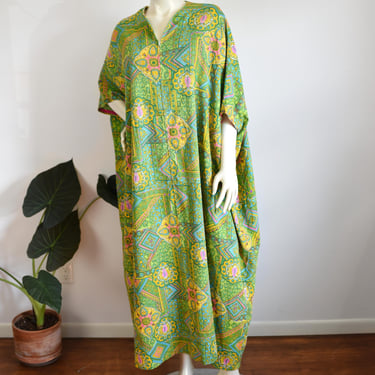 Psychedelic Barkcloth Caftan - S/M/L/XL 