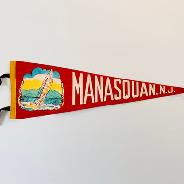 Vintage Manasquan New Jersey Souvenir Pennant 