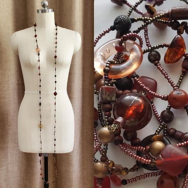 1970s Extra Long Beaded Necklace - 80