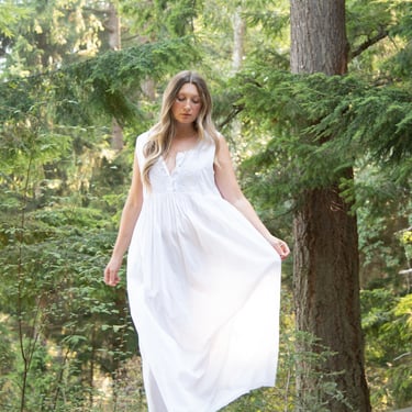 Vintage 1980s April Cornell White Drop Waist Dress | | Keepers Vintage -  Baltimore, MD | ATTIC