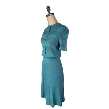 1940s teal knit dress 