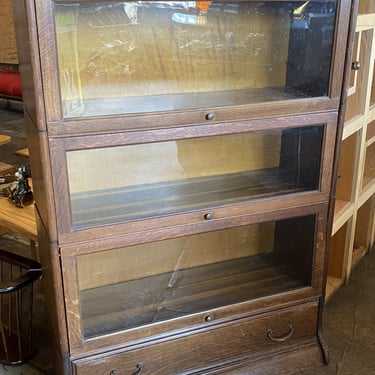 Three Tiered Barrister Bookcase w Pull Doors