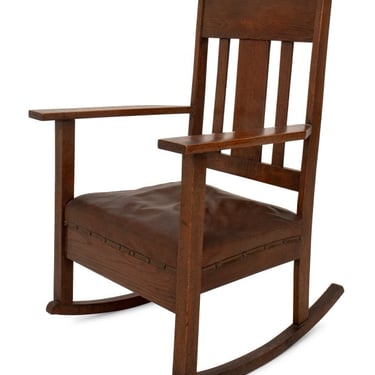 Arts and Crafts Oak Wood Rocking Chair