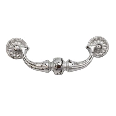 Vintage 6.75 in. Traditional Silver Painted Bridge Drawer Pulls