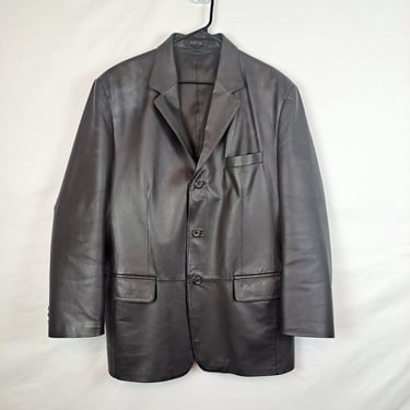 Vintage 90s Black Leather Blazer 