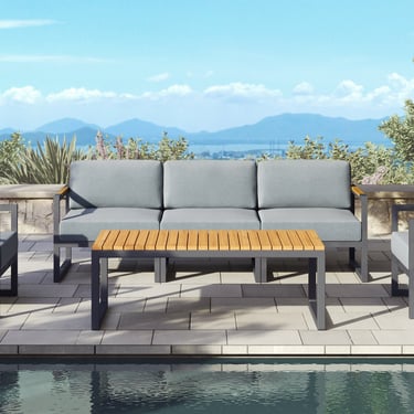 Pacific Aluminum Outdoor Sofa &amp; Club Chair Set