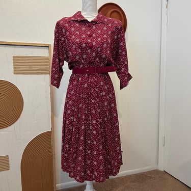 Vintage California Looks Mini Cottage Floral USA Made Belted Dress - Medium 