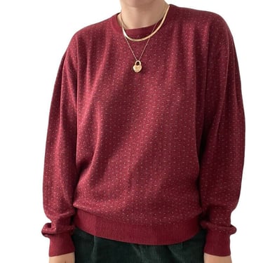Vintage 90s Mens Tricots St Raphael Silk Cashmere Red Geometric Sweater Sz M 