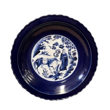 Chinese Navy Blue & White Porcelain Graphic Display Charger Plate ws2615E 