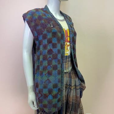 Vtg 70s 80s fiber art to wear Niko’s Handwoven tie dye vest 