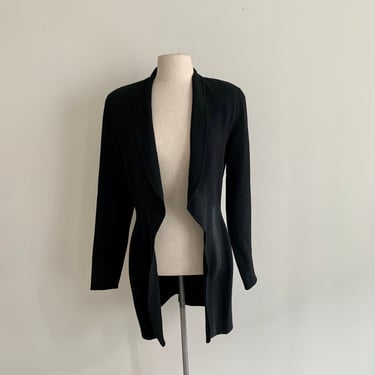 Donna Karan black rayon open sculptural jacket-early sample-Size S 