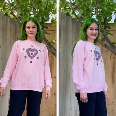 Vintage 1990’s Pink Sweatshirt with Floral Heart 