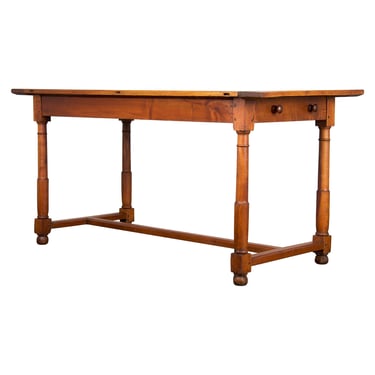 19th Century Country French Provincial Maple Trestle Dining Table 