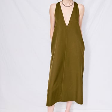 Dark Green Suiting Trapeze Dress