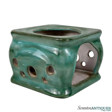 Vintage Arts & Crafts Green Porcelain Glazed Tea Candle Holder