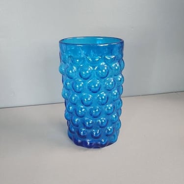 Blue Blenko Bubble Glass Vase 