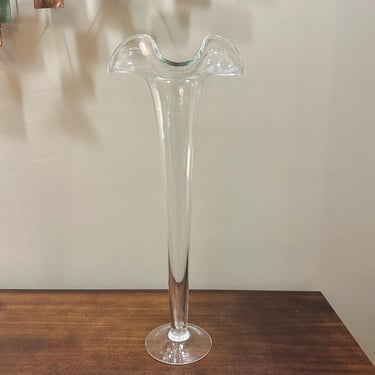 Large Vintage “La Casa” Italion Clear Glass Vase 26.5” Tall - Free Shipping 