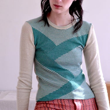 70s lurex fitted striped knit top 