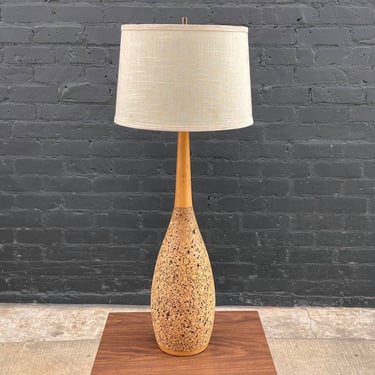 Mid-Century Modern Cork & Walnut Table Lamp, c.1960’s 