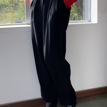 Black Wool Pleated Trousers (S)