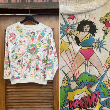 Vintage 1980’s Cartoon Superhero Comic Book Pop Art New Wave Sweatshirt, 80’s Vintage Clothing 