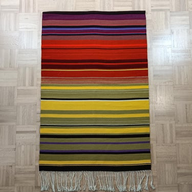 Midcentury Striped Rana Wool Tapestry Finnish Vintage Wall Hanging 