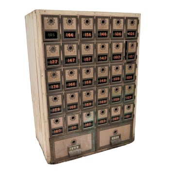 Antique Post Office Box Bank - 32 Boxes 
