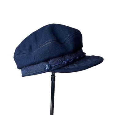 Vintage Authentic Greek Fisherman Blue Wool Hat 