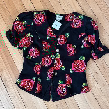 Vintage Rose Peplum Top | Size 12/M 