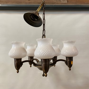 5-Light Chandelier with Hobnail Shades