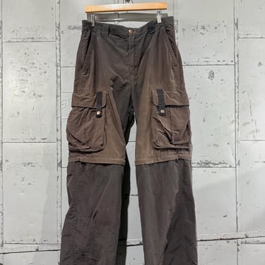 Vintage Faded Black Cargo Pants Cotton Nylon Zip Off Style 