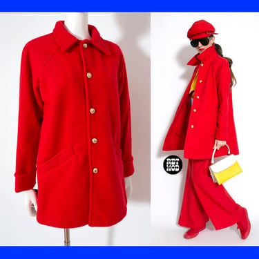 DEADSTOCK - Absolutely Wonderful Vintage 80s SUPER SOFT Red Fleece Winter Jacket 