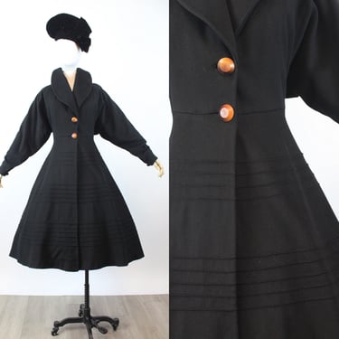 1950s PRINCESS wool dolman sleeve coat small | new winter 