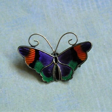 Vintage Sterling Enamel David Andersen Butterfly Brooch Pin (#4038) 