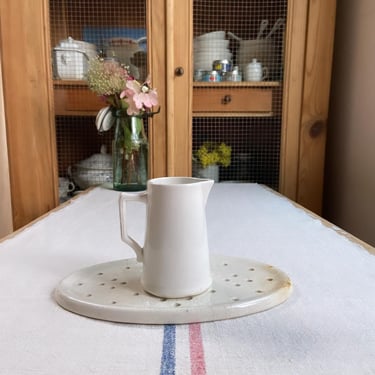 Beautiful pure white vintage French ironstone creamer from a famous maker Digoin. 