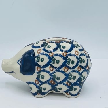 Vintage Bolesławiec Polish Pottery Piggy Bank- Great Condition 