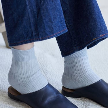 Linen Rib Socks: Grey