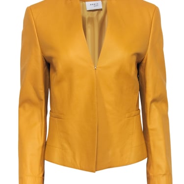 Akris Punto - Mustard Yellow Lamb Leather Jacket Sz 10