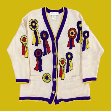Vintage Escada Cardigan 1990s Retro Size 44 + Preppy + Equestrian + Merino Wool + Margaretha Ley + Button Up + L/S +Deep V + Sweater Apparel 