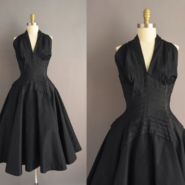 1950s dress | Suzy Perette Black Sweeping Full Skirt Bridesmaid Wedding Dress | Medium | 50s vintage dress 