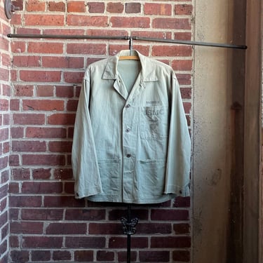 Size M Vintage 1940s US Marine Olive Drab HBT P-47 Utility Jacket 