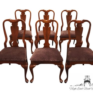 Set of 6 CRESENT FURNITURE Solid Cherry Traditional Queen Anne Style Dining Side Chairs 