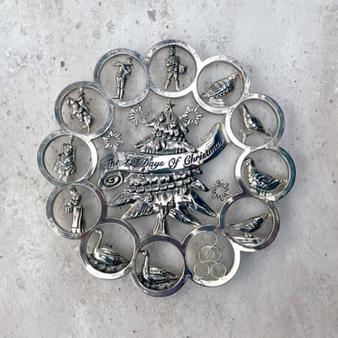 Godinger 12 Days of Christmas Trivet, Silver Plate Christmas Decor Trivet, Christmas Table Decor 