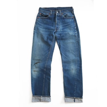 vintage Levis 501 / Levis redline / 1980s Levis 501 redline selvedge dark wash distressed button fly jeans 28 