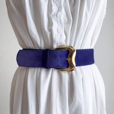 purple leather belt 80s 90s vintage wide purple suede statement belt 